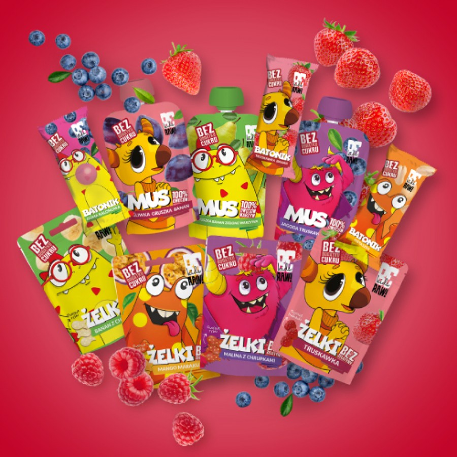 Zdjęcie produktu - 5 BeRAW Kids Żelki Truskawka, 35 g