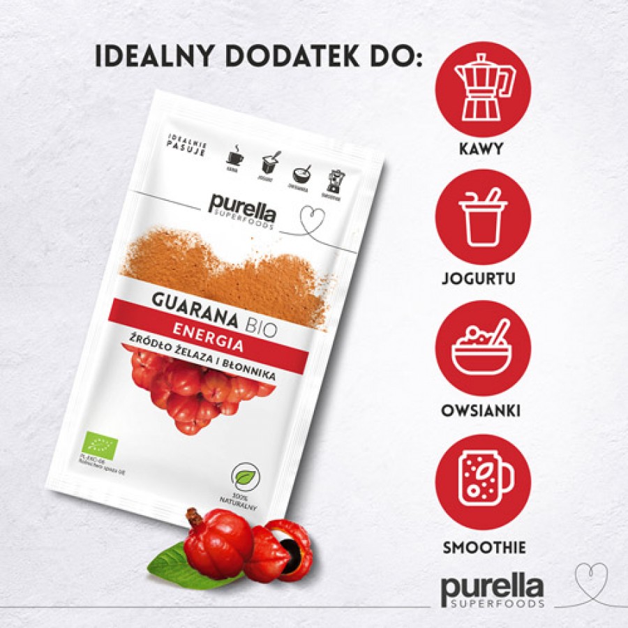 Miniaturka artykułu - #1 PURELLA Guarana BIO. Koncentracja + Redukcja stresu, 21g