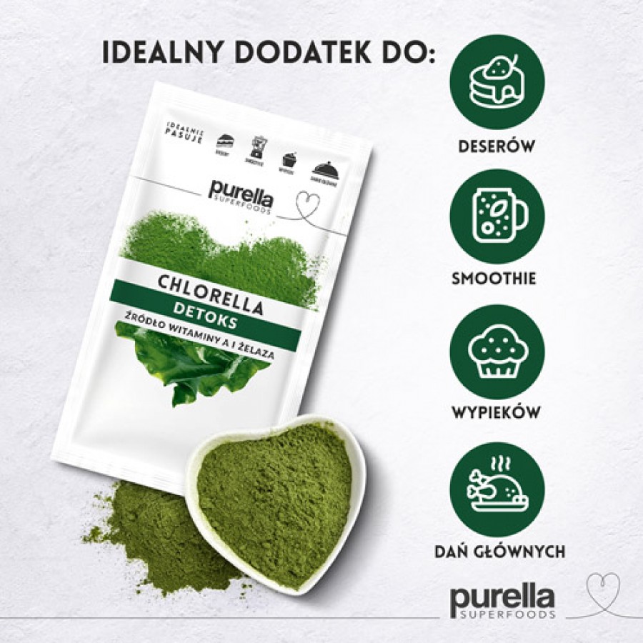 Miniaturka artykułu - #1 PURELLA Chlorella. Detoks. Źr&oacute;dło witaminy A i żelaza, 21g