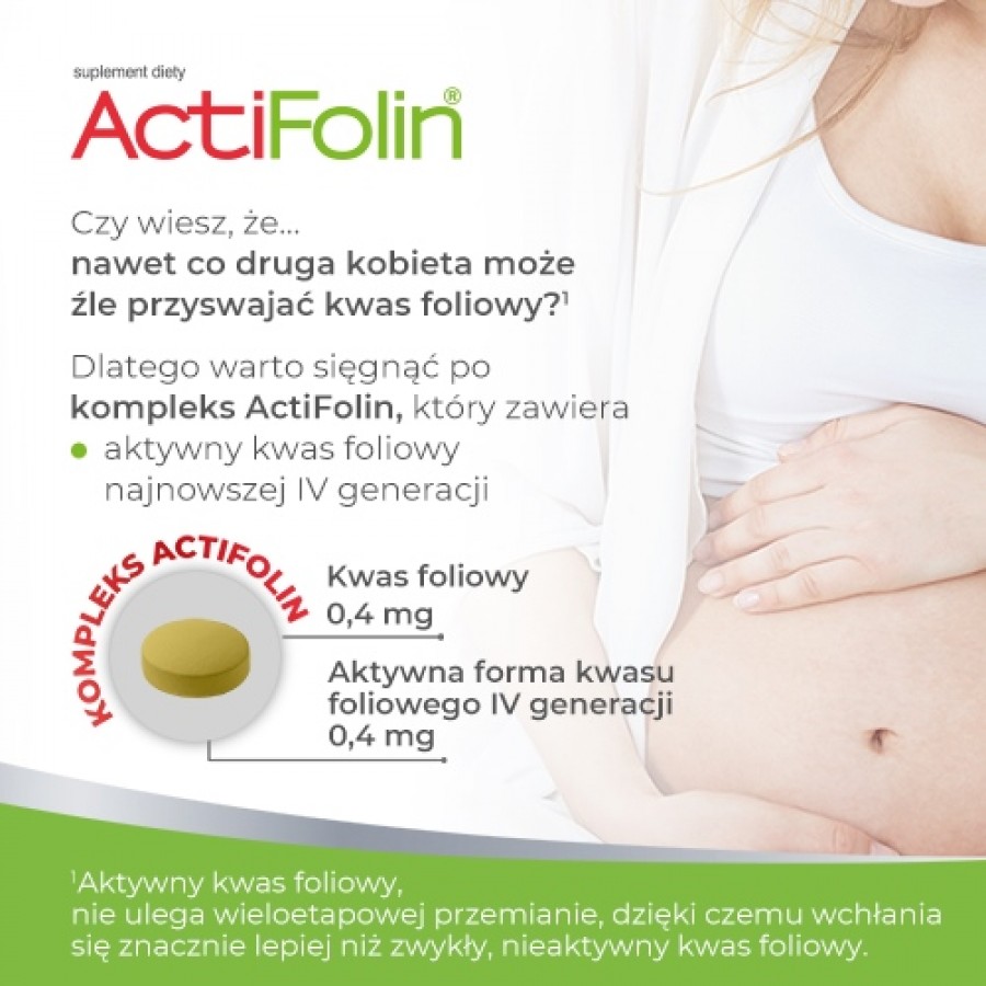 Miniaturka artykułu - #1 POLSKI LEK ActiFolin 0,8mg, 90tabl. 