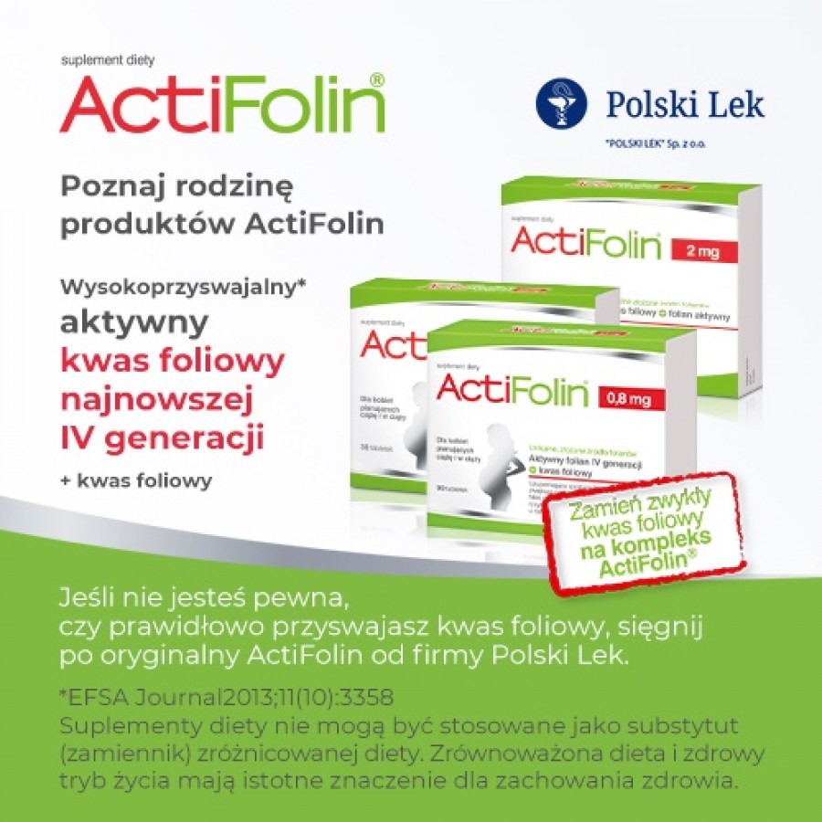 Zdjęcie produktu - 2 POLSKI LEK ActiFolin 0,8mg, 90tabl. 