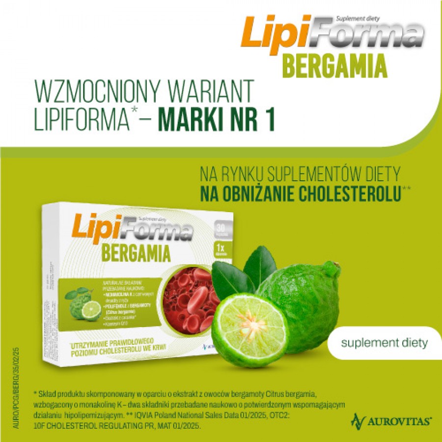 Zdjęcie produktu - 4 Lipiforma Bergamia, 30 kaps. - suplement diety z monakoliną K