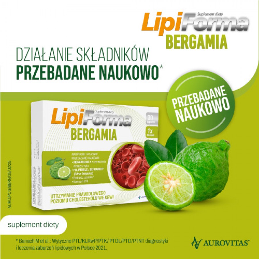 Zdjęcie produktu - 0 Lipiforma Bergamia, 30 kaps. - suplement diety z monakoliną K
