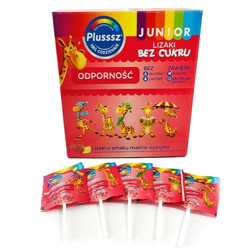 Miniaturka artykułu - #0 Plusssz Junior Lizak bez cukru Odporność, 1 sztuka