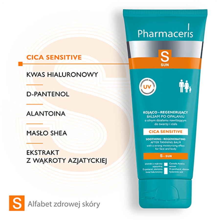 Miniaturka artykułu - #1 PHARMACERIS S kojąco-regenerujący balsam po opalaniu o silnym działaniu nawilżającym do twarzy i ciała, 200ml