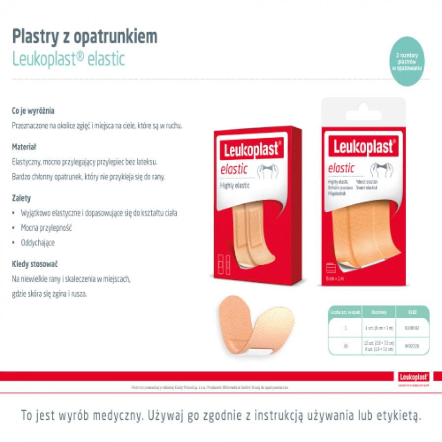 Zdjęcie produktu - 6 Leukoplast Elastic Plaster 6cm x 1m, 1 szt.