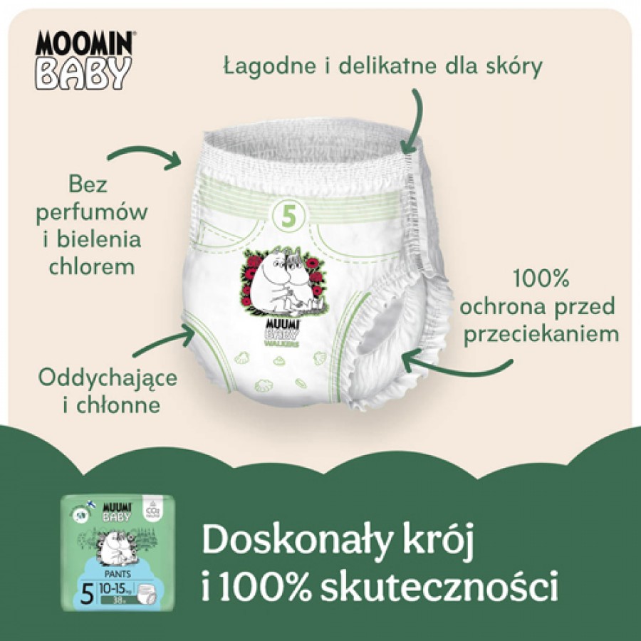 Miniaturka artykułu - #1 Muumi Baby Pants Pieluchomajtki 5 (10-15 kg), 38 szt.
