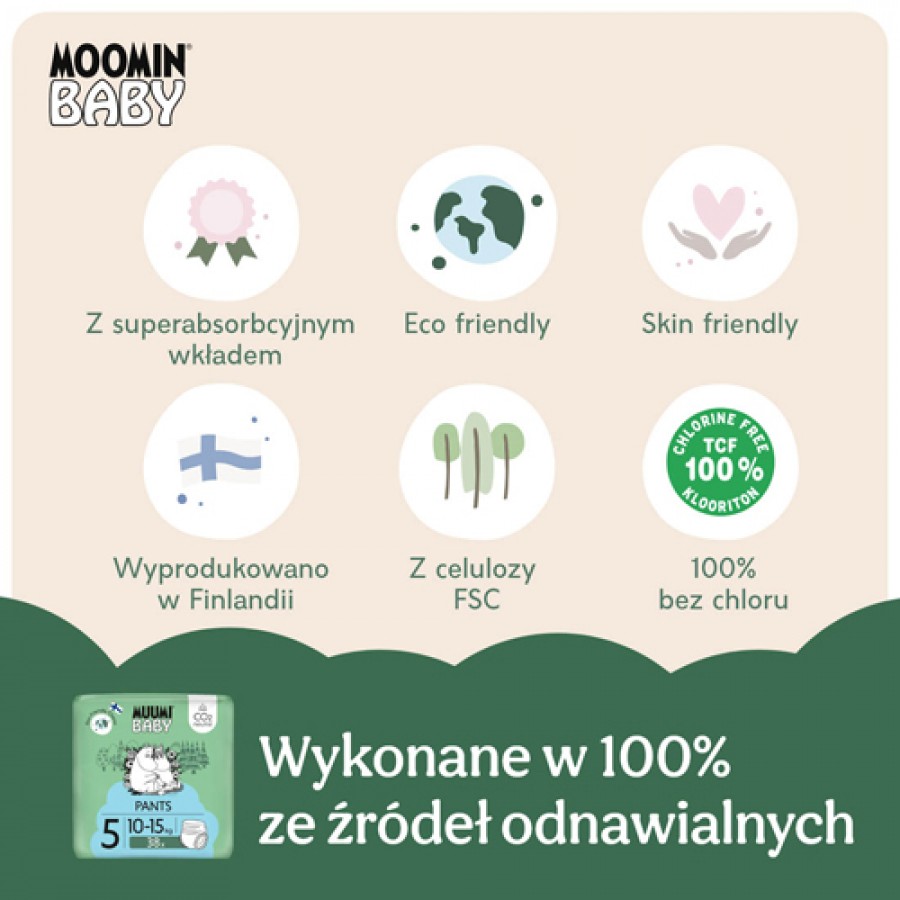 #2 – Muumi Baby Pants Pieluchomajtki 5 (10-15 kg), 38 szt.