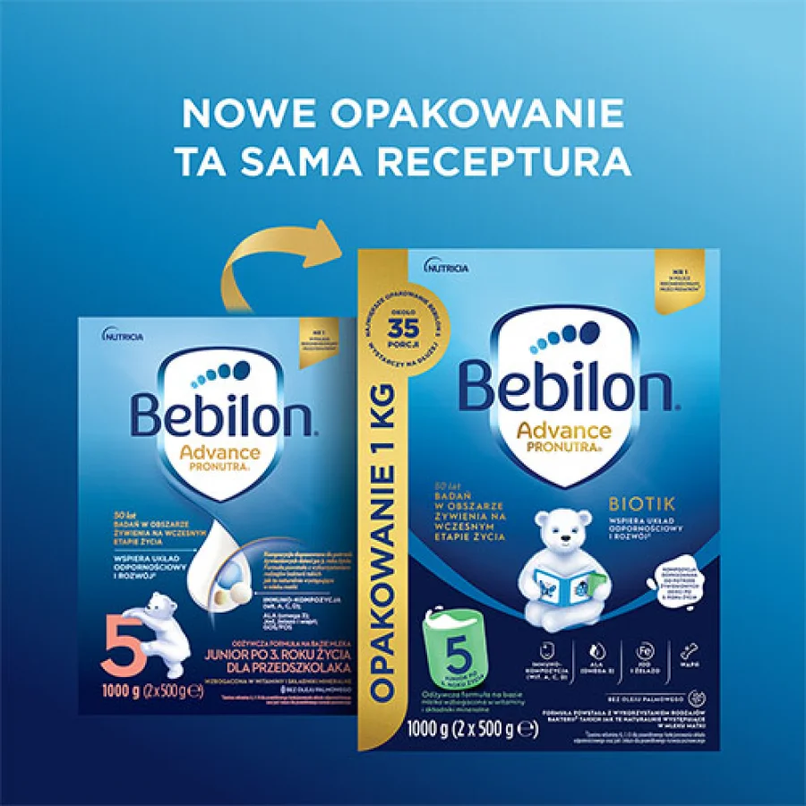 #0 – Bebilon 5 Advance Pronutra Junior Formuła na bazie mleka dla przedszkolaka, 1000 g (2 x 500 g)