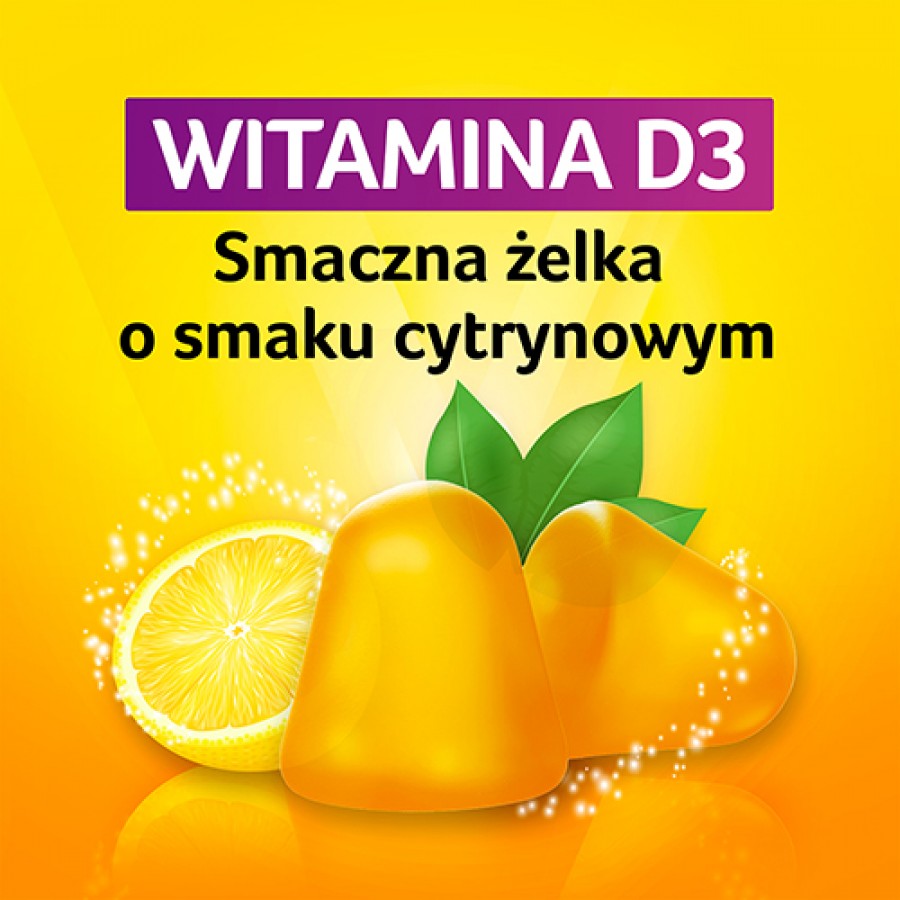Zdjęcie produktu - 3 Vigantoletten Max 2000 żelki o smaku cytrynowym, 60szt.