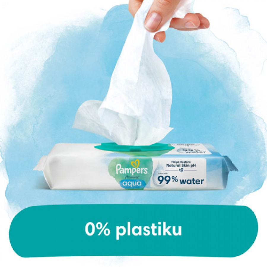 Zdjęcie produktu - 5 Pampers Harmonie Aqua Chusteczki nawilżane, 9x48szt.