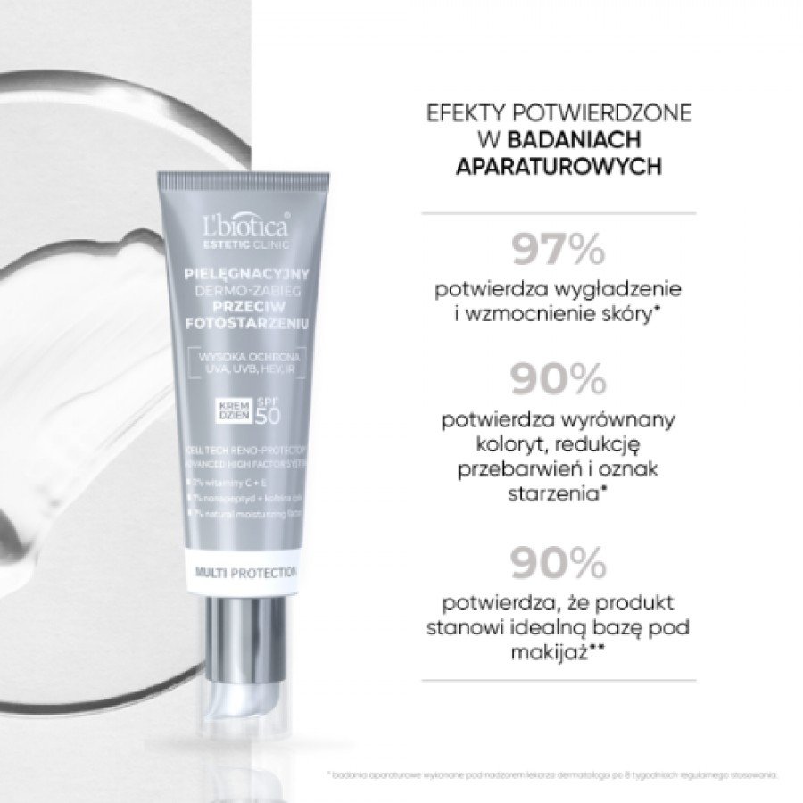 Zdjęcie produktu - 1 L'BIOTICA Estetic Clinic Multi Protection Pielęgnacyjny Dermo-Zabieg Krem dzień SPF50, 35ml 