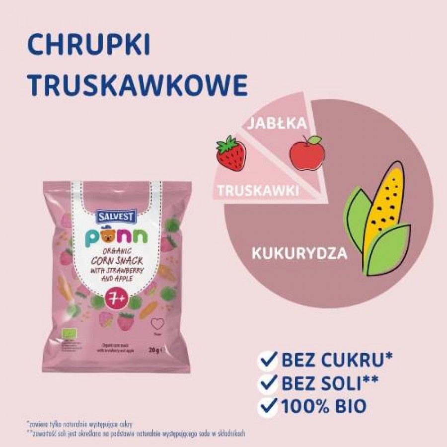 Miniaturka artykułu - #0 SALVEST P&Otilde;NN BIO Chrupki truskawkowe, 20 g