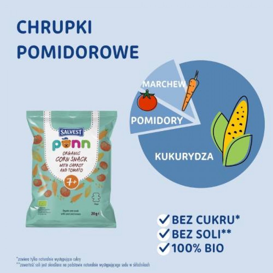 Miniaturka artykułu - #0 SALVEST P&Otilde;NN BIO Chrupki pomidorowe, 20 g 