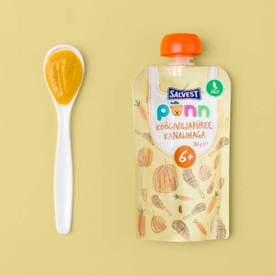 Miniaturka artykułu - #1 SALVEST P&Otilde;NN BIO Kurczak z puree warzywnym, 110g