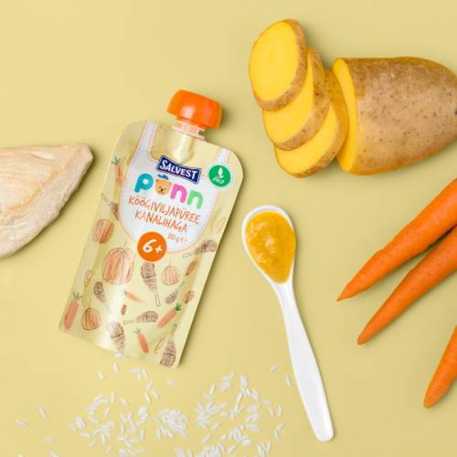 Zdjęcie produktu - 2 SALVEST P&Otilde;NN BIO Kurczak z puree warzywnym, 110g
