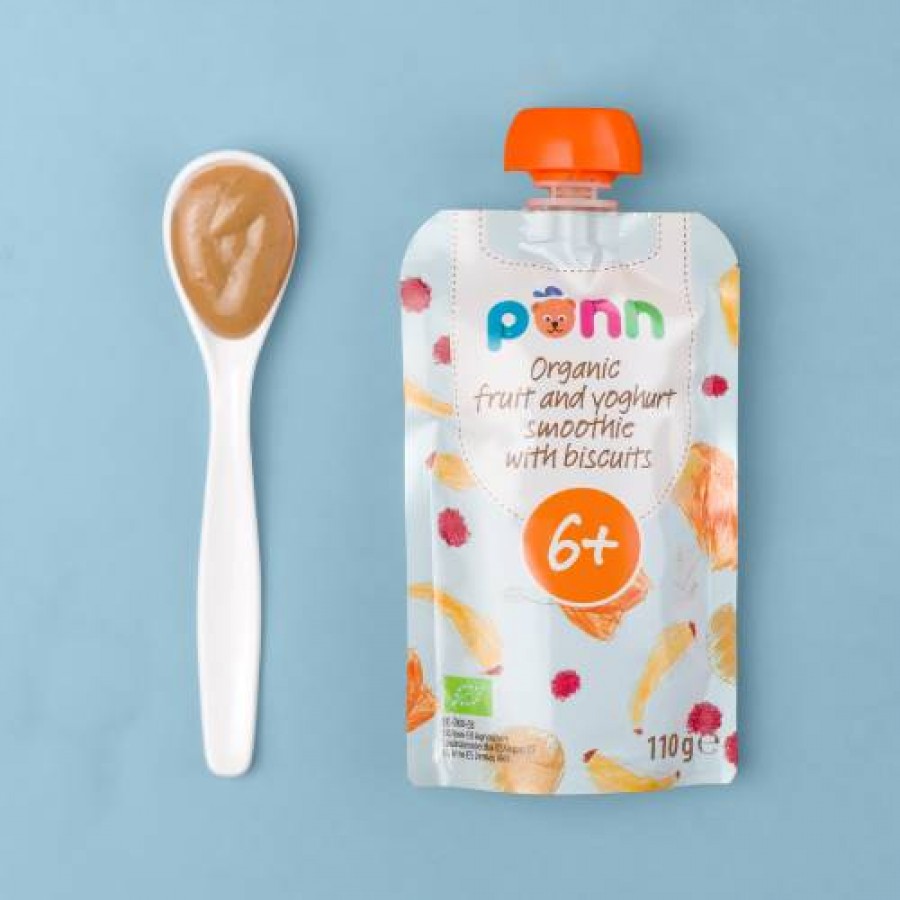 Miniaturka artykułu - #1 SALVEST P&Otilde;NN BIO Owocowe puree z jogurtem i ciasteczkami, 110g