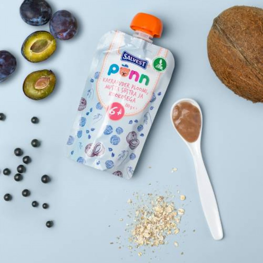 Zdjęcie produktu - 2 SALVEST P&Otilde;NN BIO Owsianka ze śliwką, czarną porzeczką i kokosem, 110g