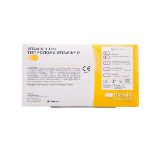 Miniaturka artykułu - #0 PRIMA LAB VITAMIN D Test poziomu witaminy D we krwi, 1szt