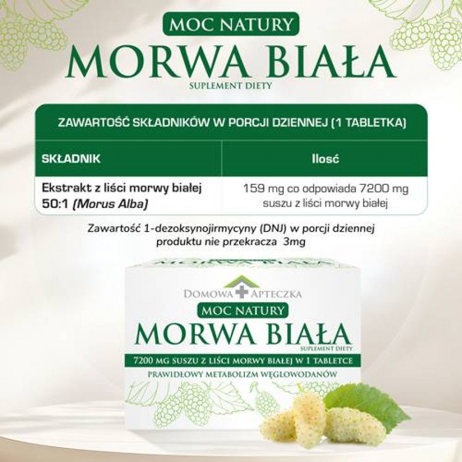 Zdjęcie produktu - 2 DOMOWA APTECZKA Moc Natury Morwa Biała, 72 tabl.