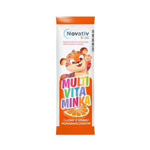 Miniaturka artykułu - #1 Novativ Kids Lizak Multivitaminka smak pomarańczowy, 1szt.