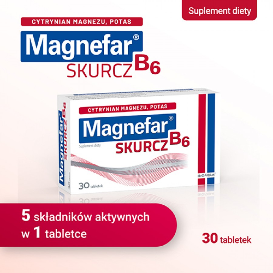 Zdjęcie produktu - 0 Magnefar B6 Skurcz, 30 tabletek powlekanych