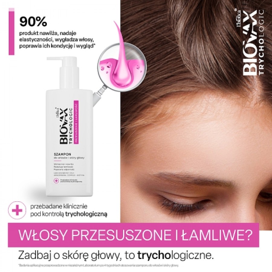Zdjęcie produktu - 0 BIOVAX Trychologic Przesuszenie i Łamliwość Szampon do włos&oacute;w i sk&oacute;ry głowy, 200ml