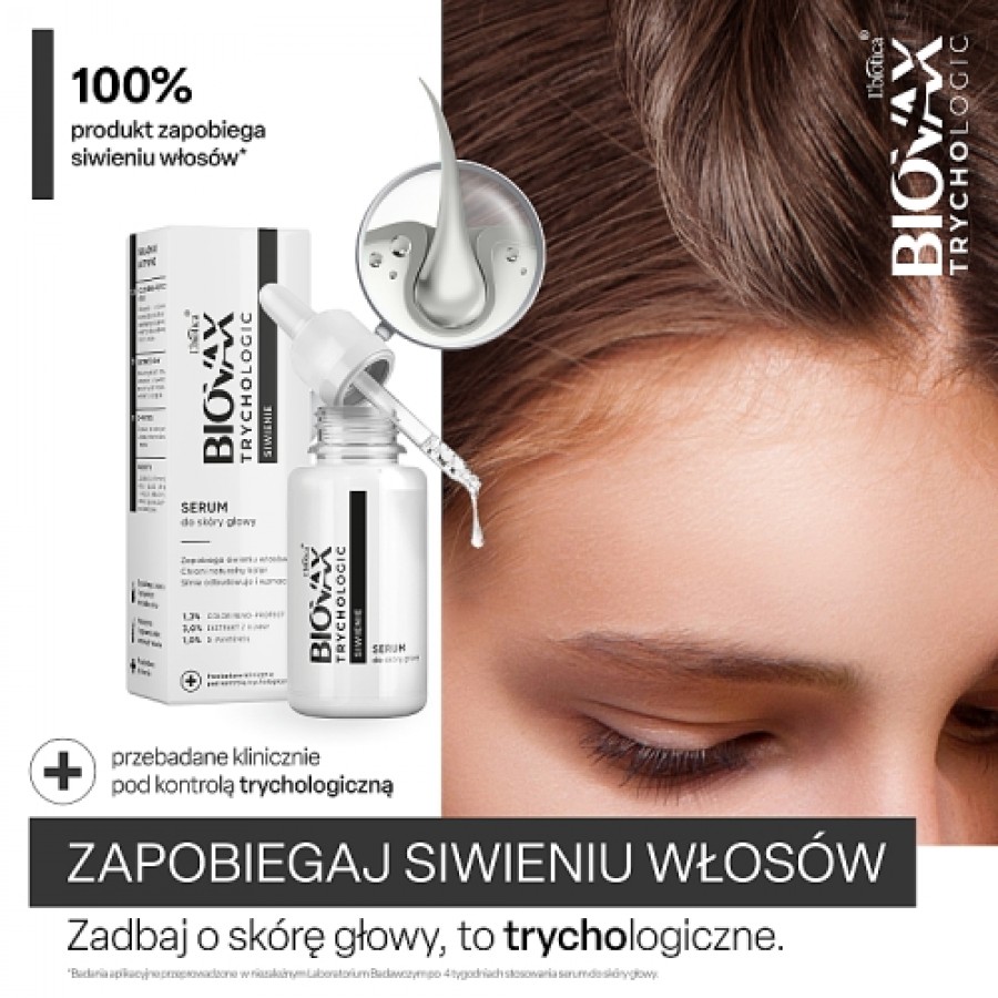 Miniaturka artykułu - #0 BIOVAX Trychologic Siwienie Serum do sk&oacute;ry głowy, 50ml