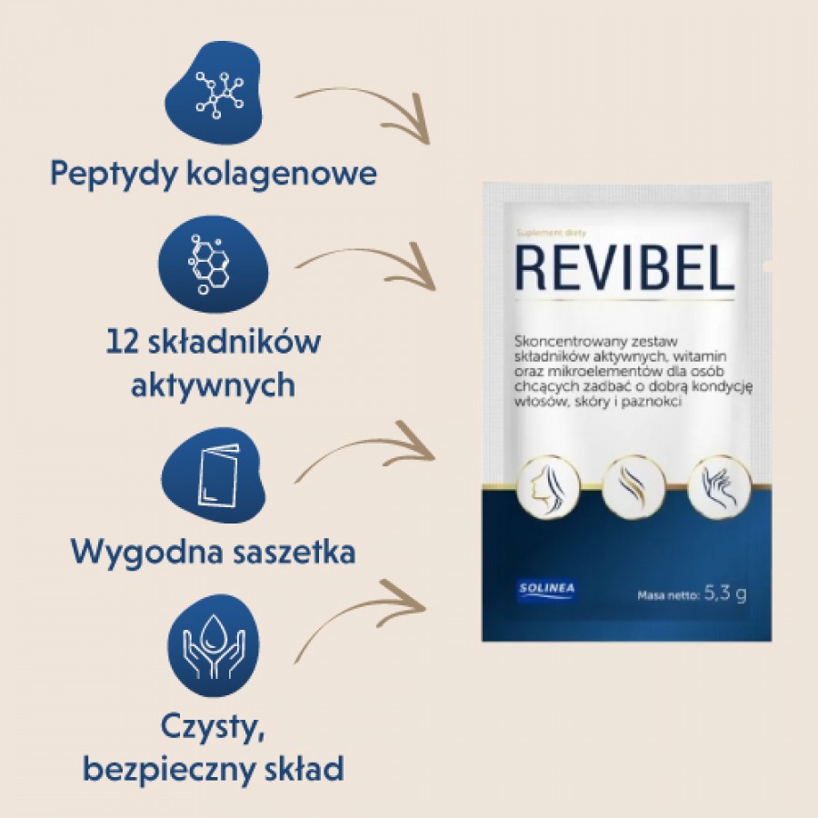 Zdjęcie produktu - 1 Zestaw REVIBEL hydrolizowany kolagen rybi, 3 x 30 sasz.