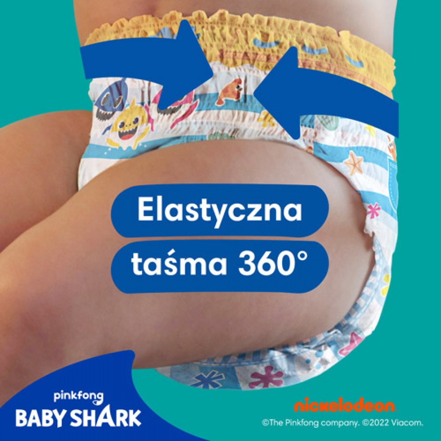 #2 – Pampers Splashers 4-5 (9-15 kg) jednorazowe pieluszki do pływania Baby Shark, 11szt.