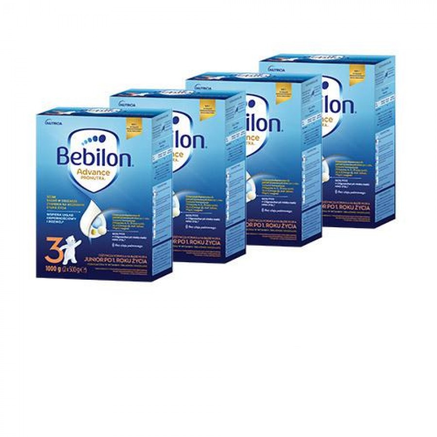 Miniaturka artykułu - #1 Zestaw Bebilon 3 Pronutra Advance Junior Formuła na bazie mleka dla dzieci po 1. roku życia, 4 x 1000 g