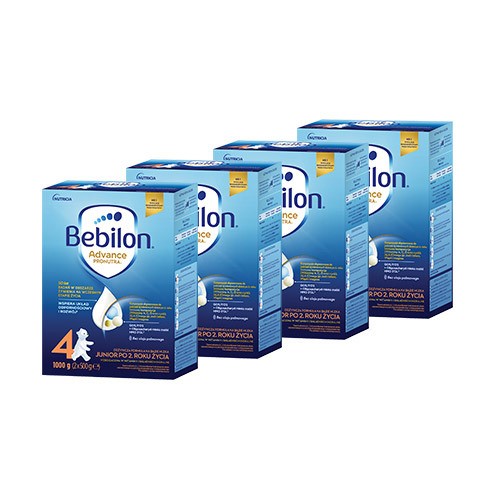 Miniaturka artykułu - #0 Zestaw Bebilon 4 Pronutra Advance Junior Formuła na bazie mleka po 2. roku życia, 4x 1000g