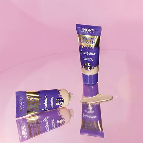 Zdjęcie produktu - 2 INGRID Mineral Silk & Lift Podkład nawilżająco-wygładzający 030 Natural Beige, 30ml