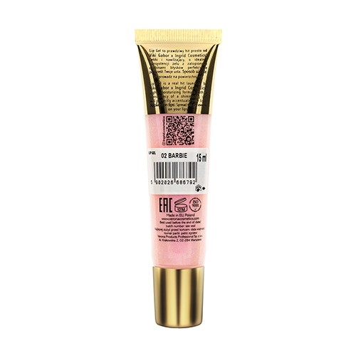 Miniaturka artykułu - #0 INGRID ID Viki Gabor Lip Gel żelowy błyszczyk do ust 02 Barbie, 15ml