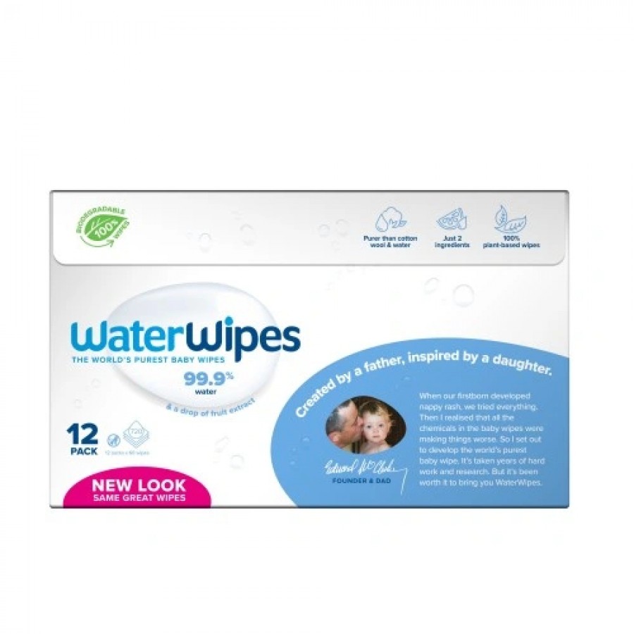 Miniaturka artykułu - #0 WaterWipes BIO Chusteczki nawilżane wodne, 12x 60szt.