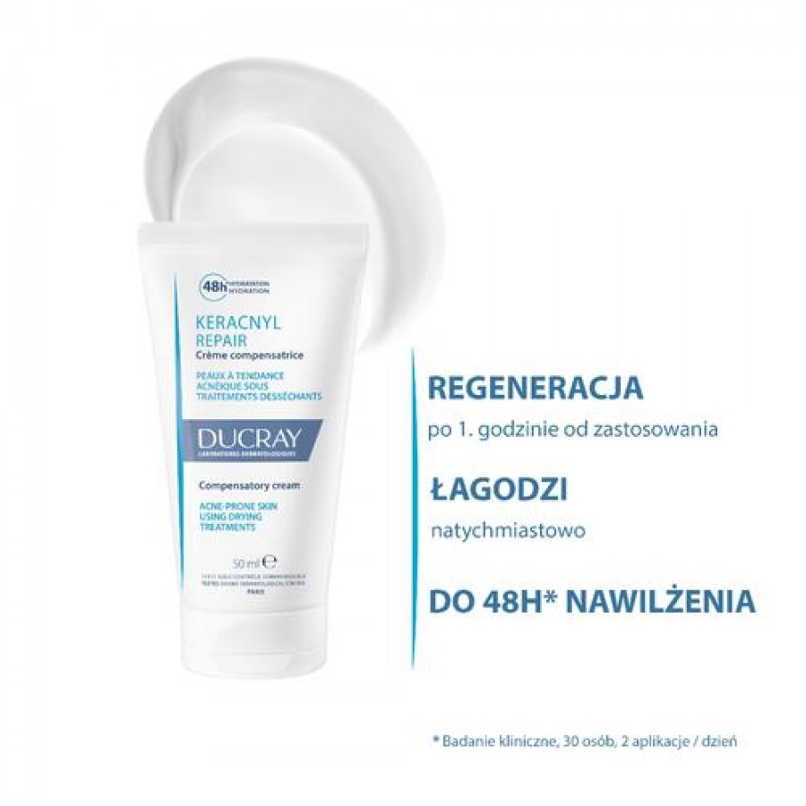 Miniaturka artykułu - #1 Ducray Keracnyl Repair Krem odbudowujący do sk&oacute;ry trądzikowej, 50 ml