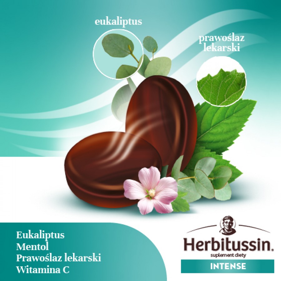 Miniaturka artykułu - #1 Herbitussin Intense Mentol i Eukaliptus, 10 pastylek do ssania