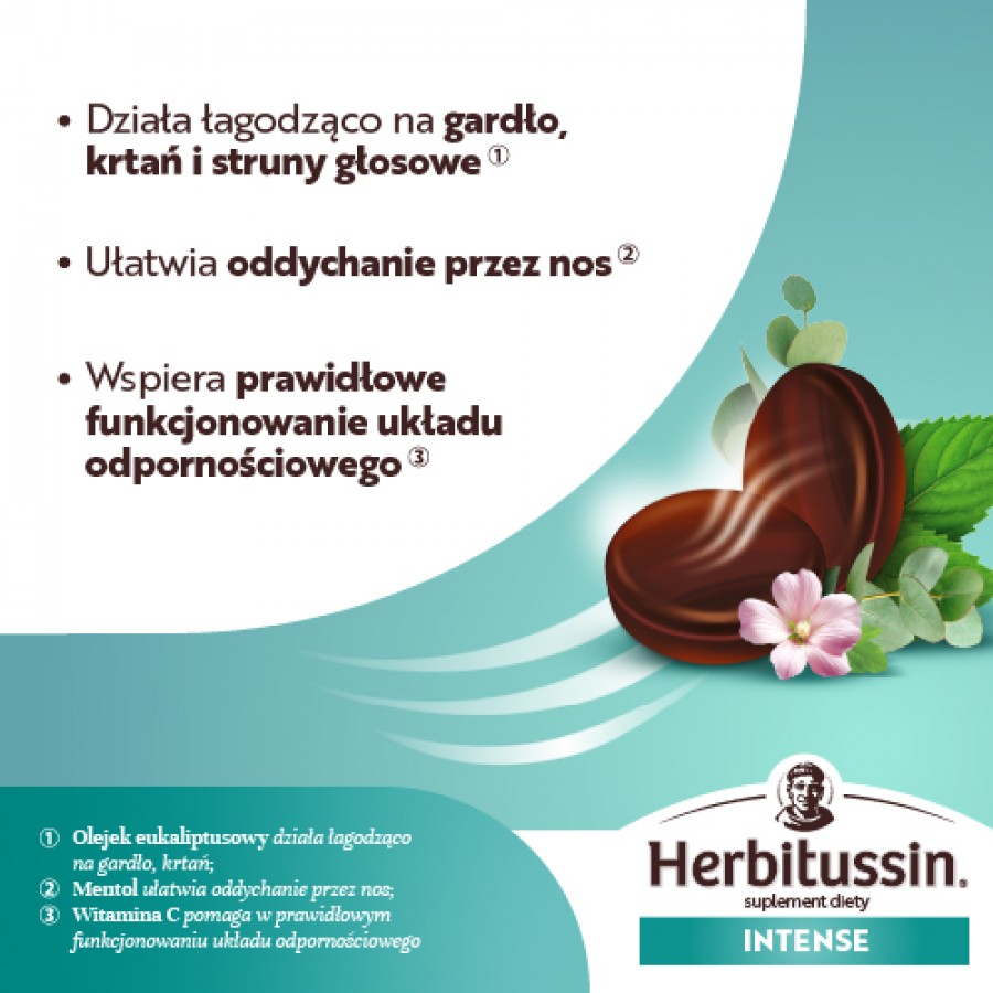 Zdjęcie produktu - 2 Herbitussin Intense Mentol i Eukaliptus, 10 pastylek do ssania