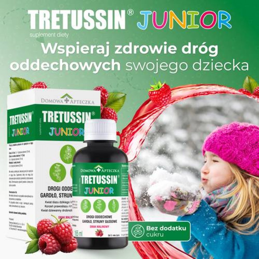 Miniaturka artykułu - #0 Tretussin Junior smak malinowy, 165ml