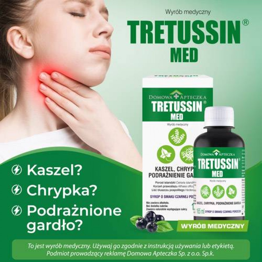 Zdjęcie produktu - 2 Tretussin Med Syrop o smaku czarnej porzeczki, 165ml
