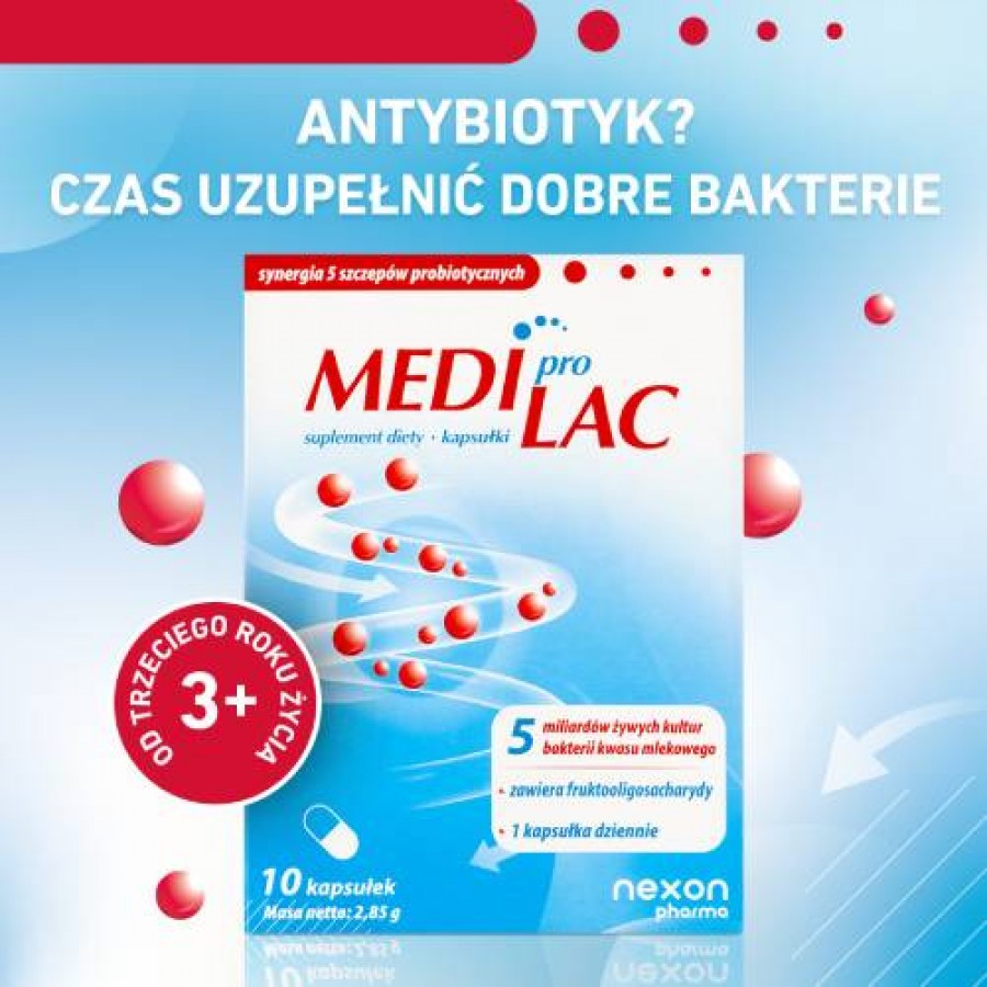 Miniaturka artykułu - #1 MediproLac Probiotyk + Prebiotyk, 10kaps.