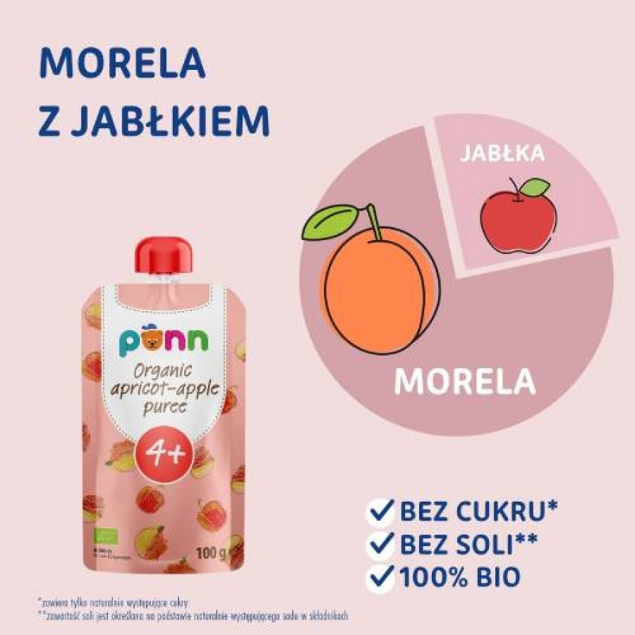 Miniaturka artykułu - #0 SALVEST P&Otilde;NN BIO Morela z jabłkiem, 100g 
