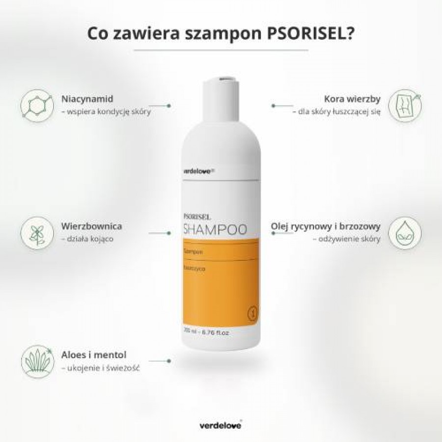 #5 – PSORISEL Zestaw dermokosmetyk&oacute;w do pielęgnacji sk&oacute;ry głowy u os&oacute;b z objawami łuszczycy: Szampon, 200ml + Emulsja na noc, 200ml + Płyn do sk&oacute;ry głowy, 150ml