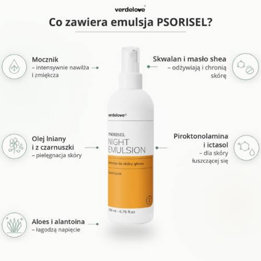 #3 – PSORISEL Emulsja do pielęgnacji sk&oacute;ry głowy u os&oacute;b z objawami łuszczycy na noc, 200ml