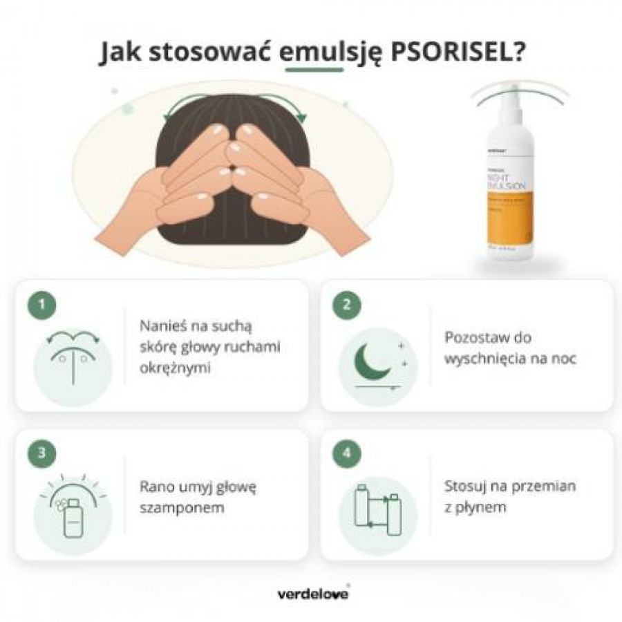 #4 – PSORISEL Emulsja do pielęgnacji sk&oacute;ry głowy u os&oacute;b z objawami łuszczycy na noc, 200ml
