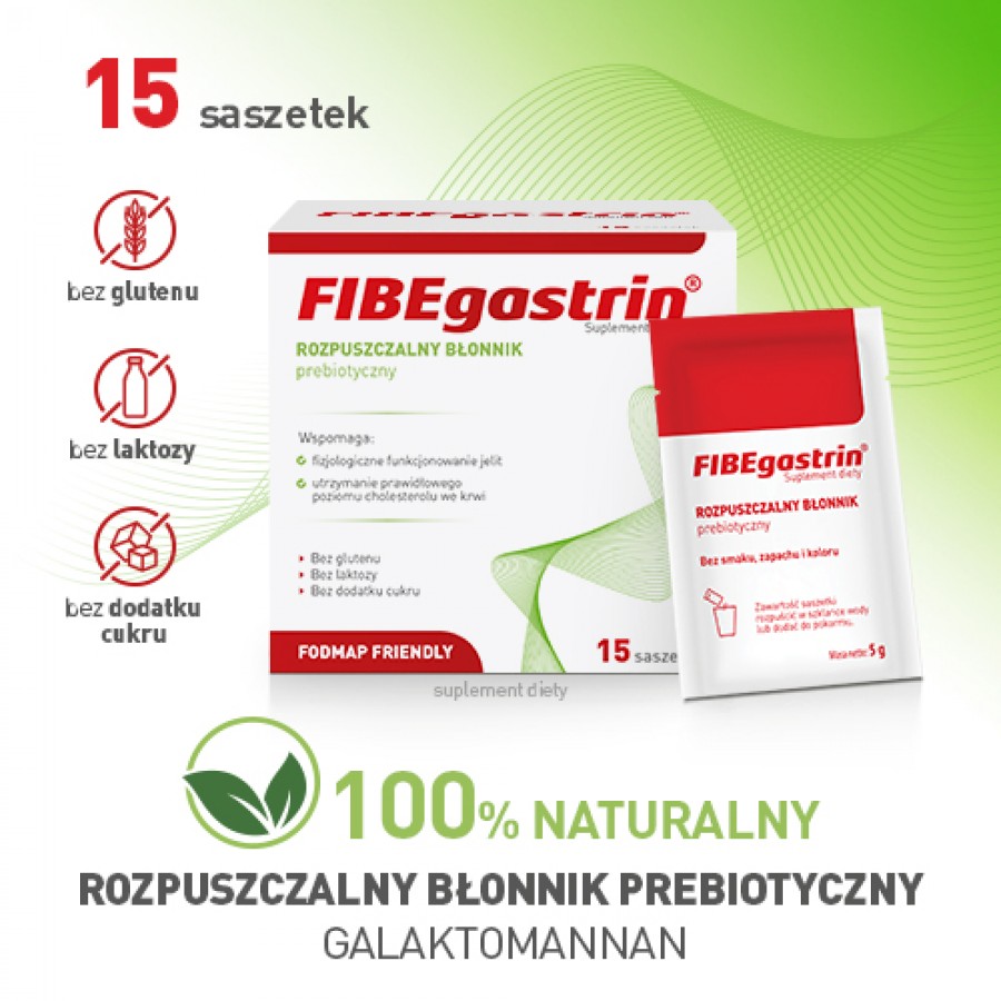 Miniaturka artykułu - #0 FIBEgastrin - Rozpuszczalny błonnik prebiotyczny, 15 saszetek