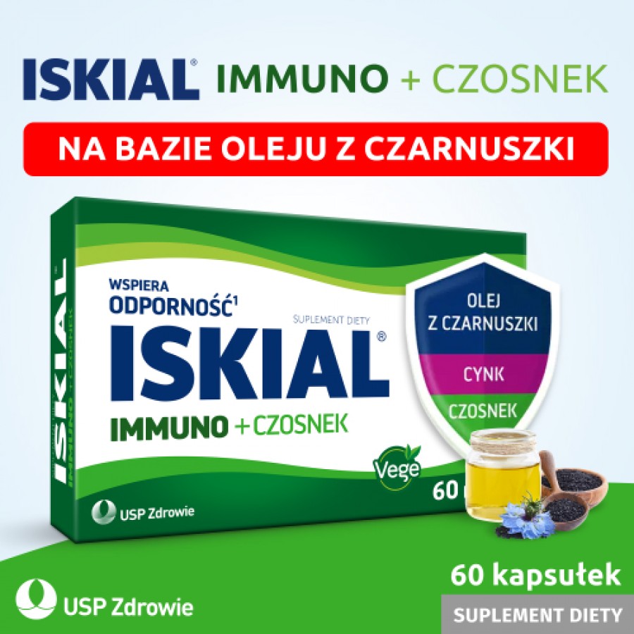 Miniaturka artykułu - #0 Iskial Immuno + Czosnek, 60kaps.