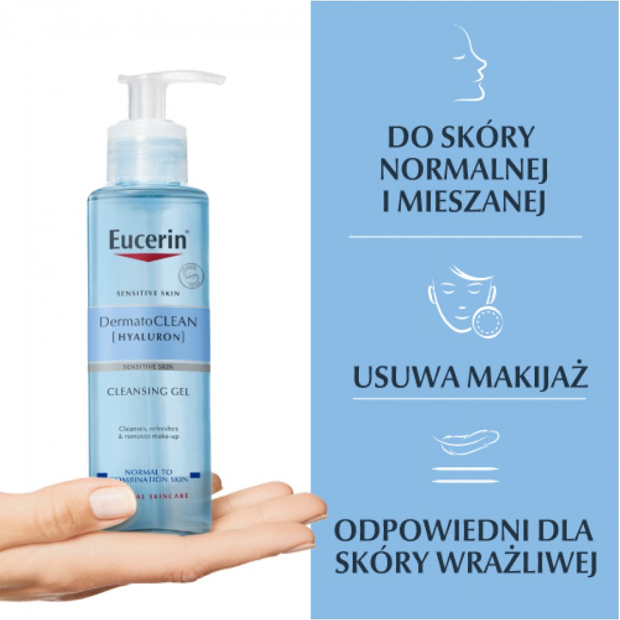 Miniaturka artykułu - #1 Eucerin DermatoClean Hyaluron Żel oczyszczający, 200 ml
