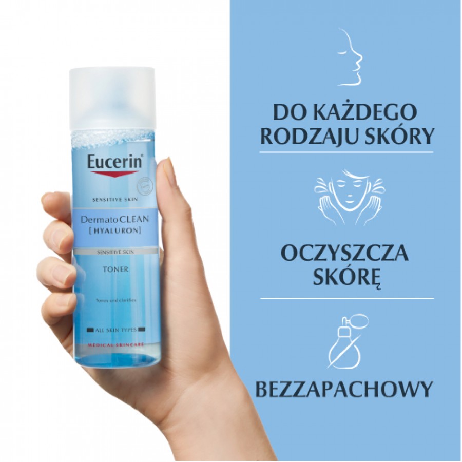Miniaturka artykułu - #1 Eucerin DermatoClean Hyaluron Tonik oczyszczający, 200 ml