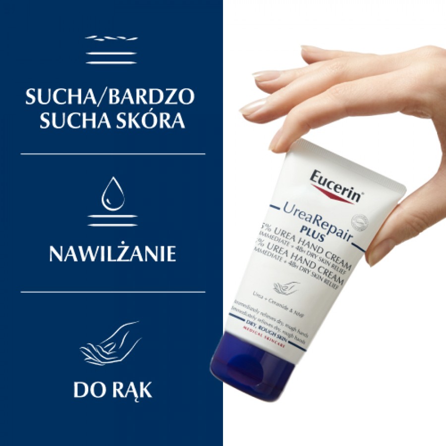 Miniaturka artykułu - #1 Eucerin UreaRepair Plus Krem do rąk z 5% mocznika, 75 ml